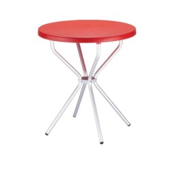 Tavolinë e Kuqe me Këmbë Alumini dhe Tavolinë Plastike Tavolinë e Kuqe me Këmbë Alumini dhe Tavolinë Plastike