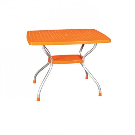 Orange Table Top Plastic Table with Aluminum Legs