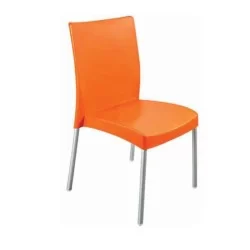 Aluminum Leg Orange Cafe Plastic Chair