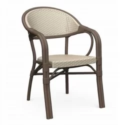 Bambu Rattan Örme Görünümlü Kollu Sandalye