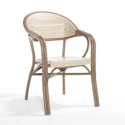 Chaise en plastique aspect bambou avec cadre tubulaire