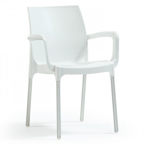 Eloksallı Alüminyum Ayaklı Cam Elyaflı Beyaz Plastik Sandalye