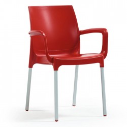 Anodized Aluminum Leg Glass Fiber Red Plastic Chair
