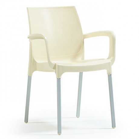 Eloksallı Alüminyum Ayaklı Cam Elyaflı Krem Plastik Sandalye