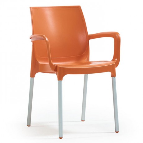 Eloksallı Alüminyum Ayaklı Cam Elyaflı Turuncu Plastik Sandalye