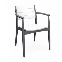 Chaise de bras de restaurant de café de chaise de bras blanc gris