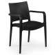 Black Plastic Injection Cafe Restaurant Chair With Indoor Black Cushion Seat