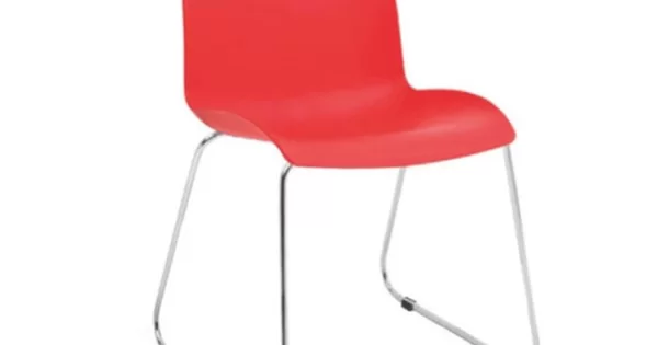 Chaise de café avec patte chromée rouge - Chaise en plastique