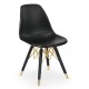 Çift Renk Baskılı Siyah Boyalı Ahşap Retro Ayaklı Yüzüklü Plastik Sandalye