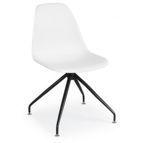 Siyah Metal Ayaklı Çift Renk Beyaz Plastik Sandalye