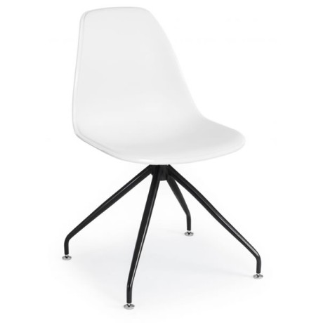 Double Color White Plastic Chair with Black Metal Legs