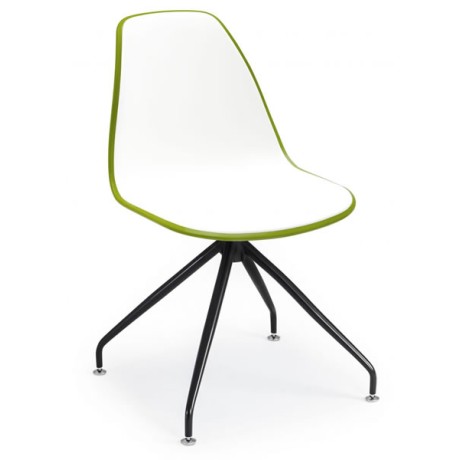 Double Color White Plastic Chair with Black Metal Legs