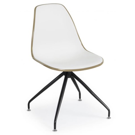 Double Color White Plastic Chair with Black Metal Legs