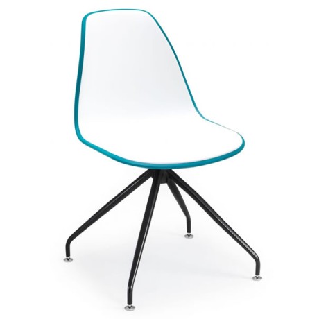 Double Color White Plastic Chair with Black Metal Legs