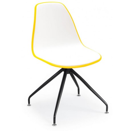 Double Color White Plastic Chair with Black Metal Legs