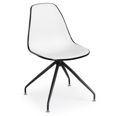 Double Color White Plastic Chair with Black Metal Legs