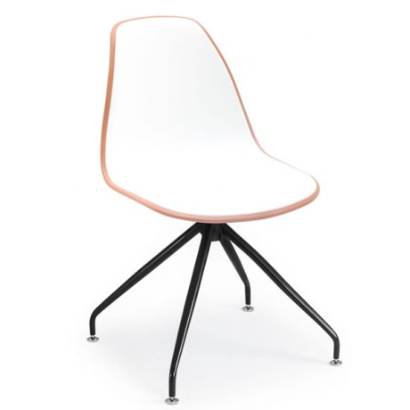 Double Color White Plastic Chair with Black Metal Legs