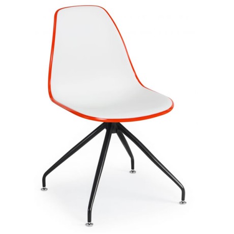 Double Color White Plastic Chair with Black Metal Legs