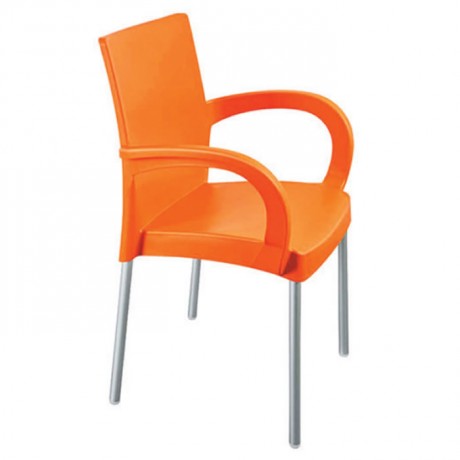 Orange Cafe Chair With Aluminum Leg