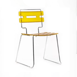 Metal Chair with Transparent Back and Seating Surface Metal Chair with Transparent Back and Seating Surface
