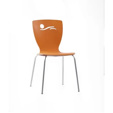 Chaise orange monobloc avec pieds en métal Chaise orange monobloc avec pieds en métal