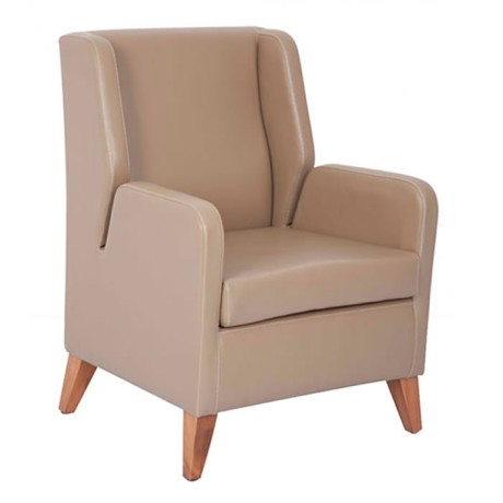 Beige Leather Upholstery Polyurethane Bergere