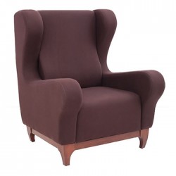 Brown Polyurethane Bergere with Wooden Legs Fabric