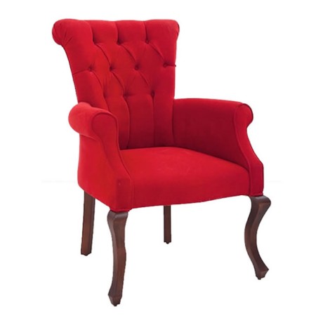 Lukens Leg Polyurethane Bergere with Red Fabric