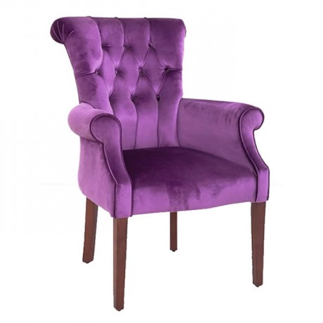 Стеганое Кресло из Полиуретана с Фиолетовым Бархатом