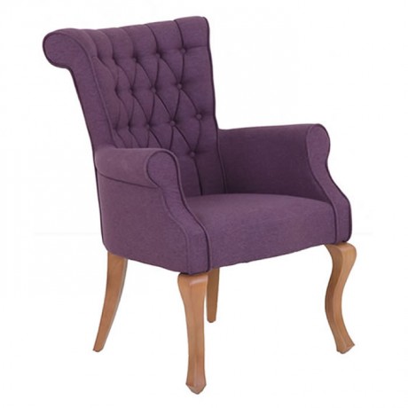 Purple Fabric Upholstery Quilted Polyurethane Armchair