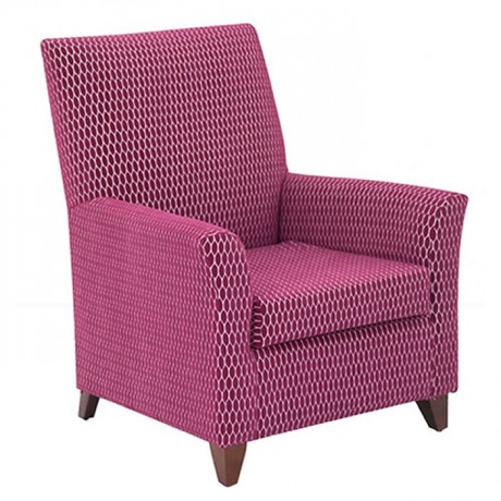Pink Patterned Fabric Upholstery Polyurethane Hotel Bergere