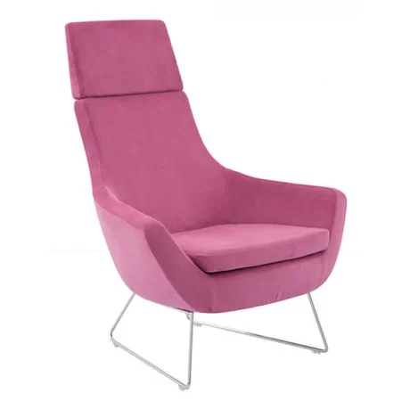 Bergère en polyuréthane à dossier haut rembourrée rose