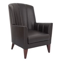Black Leather Upholstery Wooden Leg Polyurethane Hotel Bergere