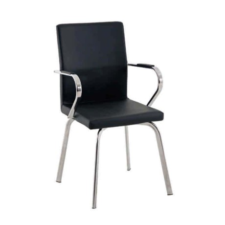 Black Leather Polyurethane Armchair