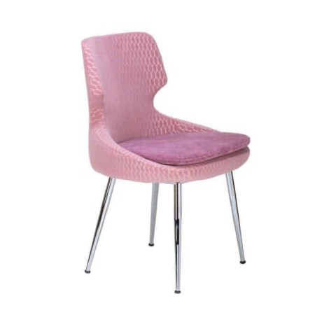 Polyurethane Pink Fabric Upholstered Pipe Leg Chair