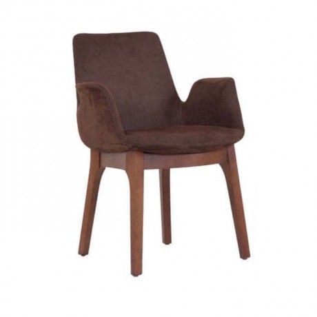 Brown Nubuk Leather Upholstered Cafe Chair