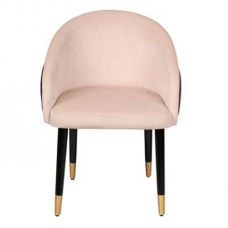 Quilted Artificial Leather Covered Exterior Surface Cream Fabric Upholstered Retro Leg Polyurethane Chair
