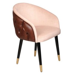 Quilted Artificial Leather Covered Exterior Surface Cream Fabric Upholstered Retro Leg Polyurethane Chair Quilted Artificial Leather Covered Exterior Surface Cream Fabric Upholstered Retro Leg Polyurethane Chair