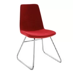 כסא פוליאוריטן מרופד אדום עם רגלי מתכת