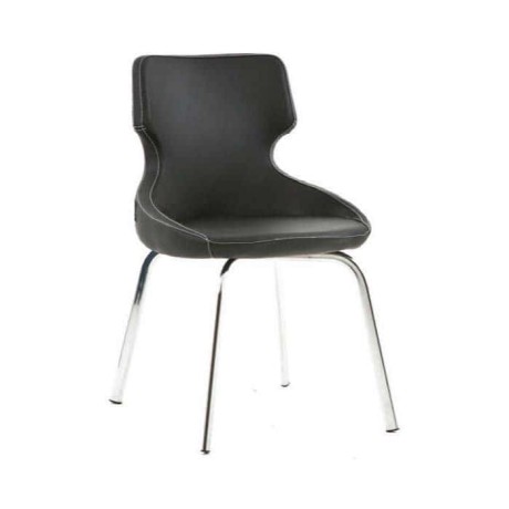 Polyurethane Black Leather Leg Chair