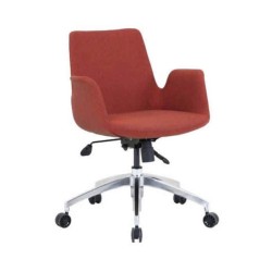 Метален стол от оранжева материя с полиуретанови колела Метален стол от оранжева материя с полиуретанови колела