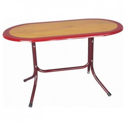 Oval Polyester Table With Bordo Leg