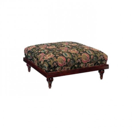 Flower Patterned Turned Square Ottoman