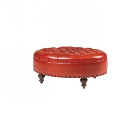 Leather Upholstered Round Ottoman