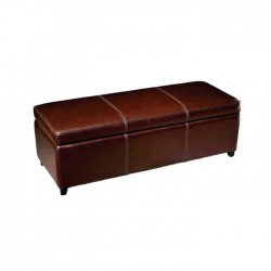 Brown Leather Sewing Long Ottoman
