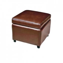 Brown Leather Square Ottoman