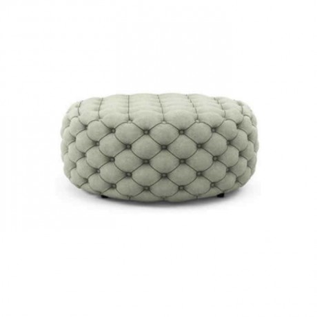 Quilted White Fabric Classic Ottoman