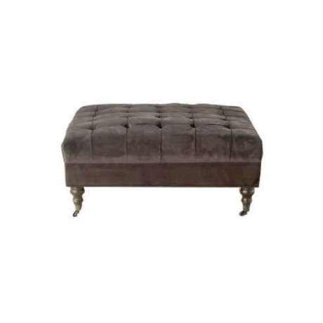 Quilted Gray Leather Ottoman