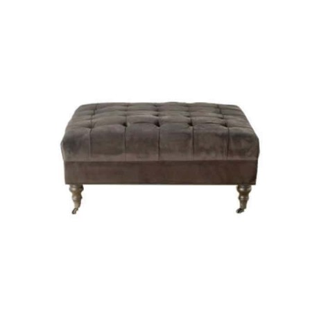 Quilted Gray Leather Ottoman