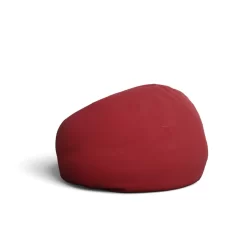 Pouf à pieds tournés rembourré en cuir blanc